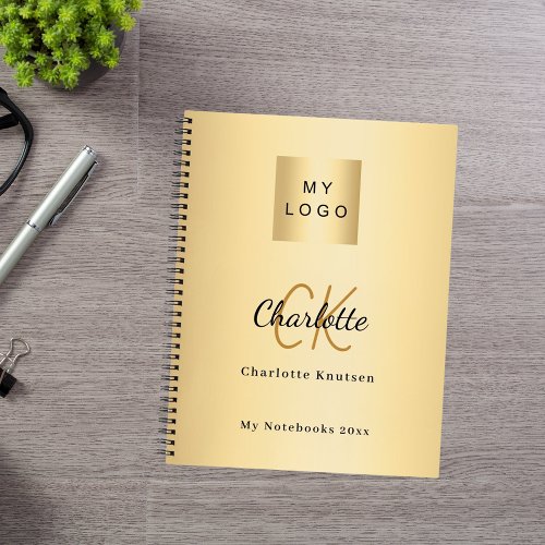 Logo gold monogram modern business notebook