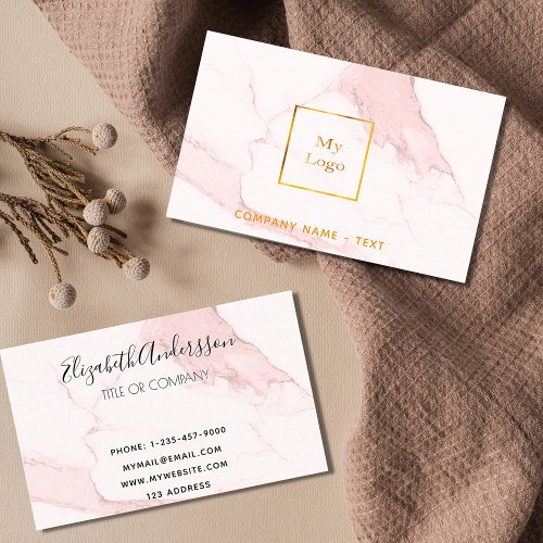 Logo gold pink marble minimalist elegant modern business card