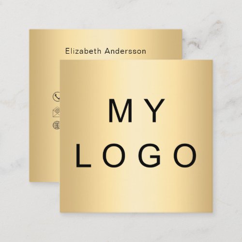Logo gold qr code modern professional square business card