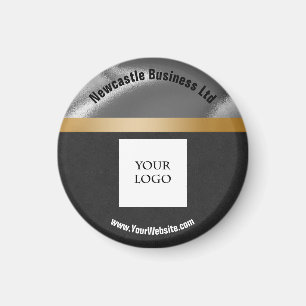 Logo Gold, Silver & Black Suede Promoting Business Magnet