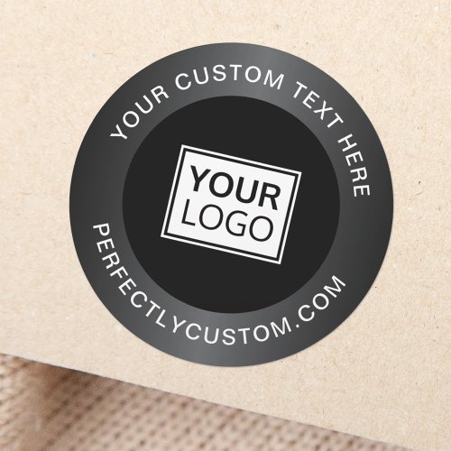 Logo gray satin gradient border business thank you classic round sticker
