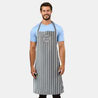 Personalized Apron Stripe Minimalist Head Chef BBQ Grilling Apron