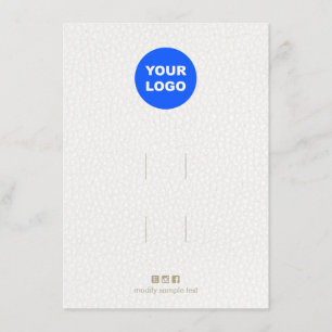 Logo Hair Clip Accessory White Leather Display Enclosure Card