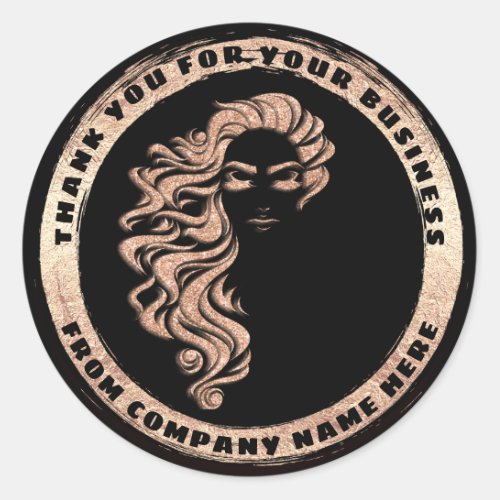 Logo Hair Lashes Wigs Thank Rose Gold Classic Round Sticker