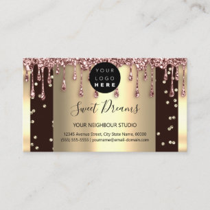 Logo Hair Makeup Nails Drips SPA QR Code Drip Rose Business Card