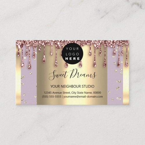 Logo Hair Makeup Nails Drips SPA QR Code Purple Business Card