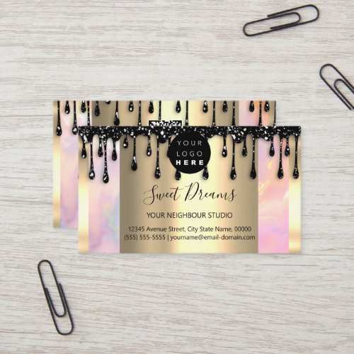 Logo Hair Makeup Nails Drips SPA QRCode Holograph  Business Card