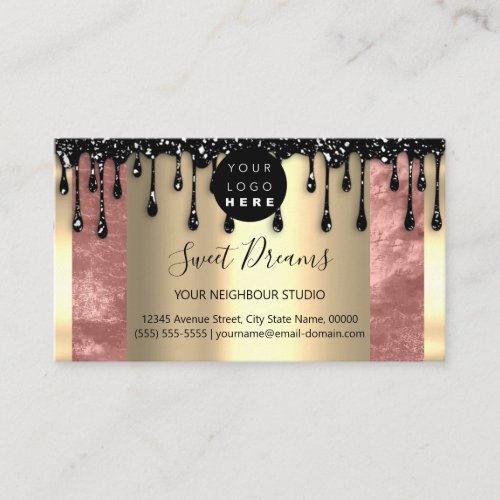 Logo Hair Makeup Nails Drips SPA QRCode Rose Business Card