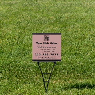 Logo Hair Salon Walk-ins Welcome Phone Black Pink  Sign