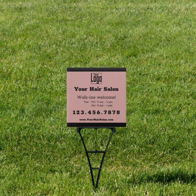 Logo Hair Salon Walk-ins Welcome Phone Black Pink  Sign (Insitu)