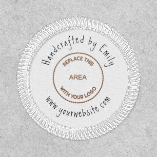 Logo Hand Crafted by Name Circle Label Black White Patch