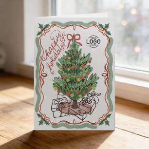 Logo Hand Drawn Charming Christmas Tree Business Holiday Card