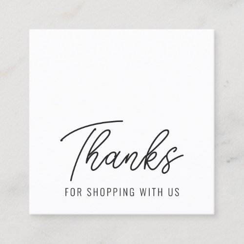 Logo Hand Writing Thank You Square Business Card