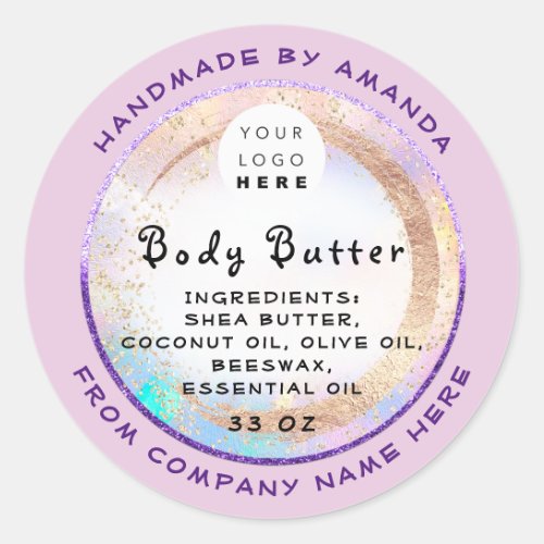  Logo Handmade Body Balm Butter Cosmetic Blush Classic Round Sticker
