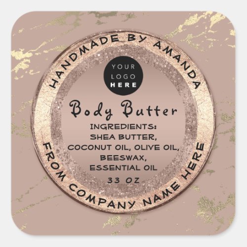  Logo Handmade Body Balm Butter Cosmetic Frame Square Sticker