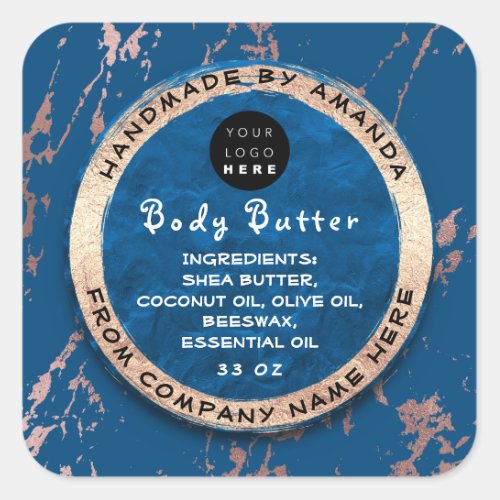  Logo Handmade Body Balm Butter Cosmetic Shop Square Sticker