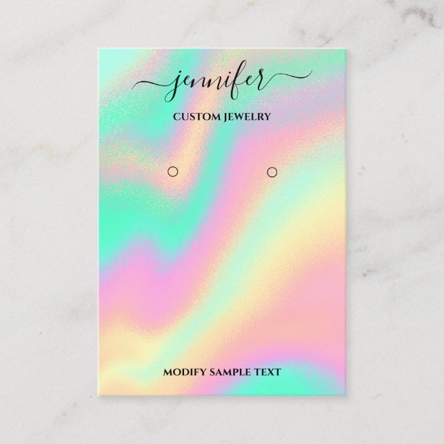 Logo Handmade Jewelry Card Holographic Mint (Front)