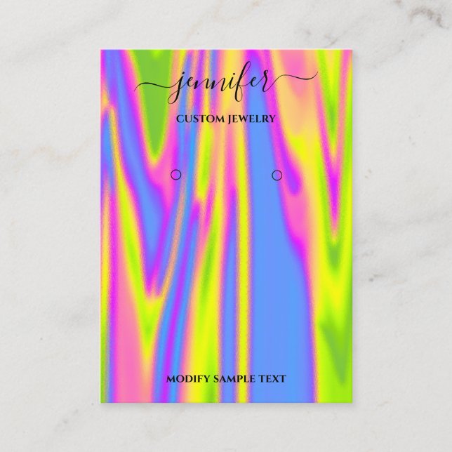 Logo Handmade Jewelry Card Holographic Modern (Front)