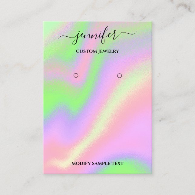 Logo Handmade Jewelry Card Holographic Pinky (Front)