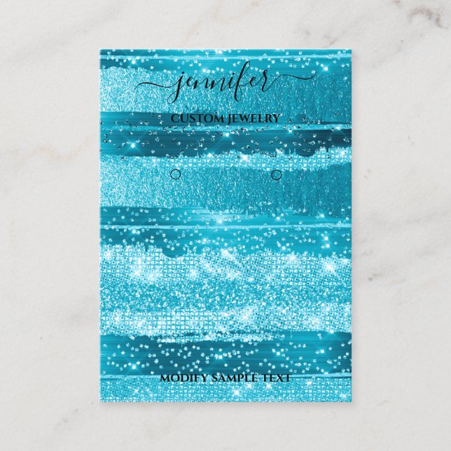 Logo Handmade Jewelry Card Ocean Stripes (Front)