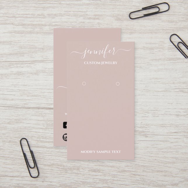 Logo Handmade Jewelry Card Smoky Rose (Front/Back In Situ)