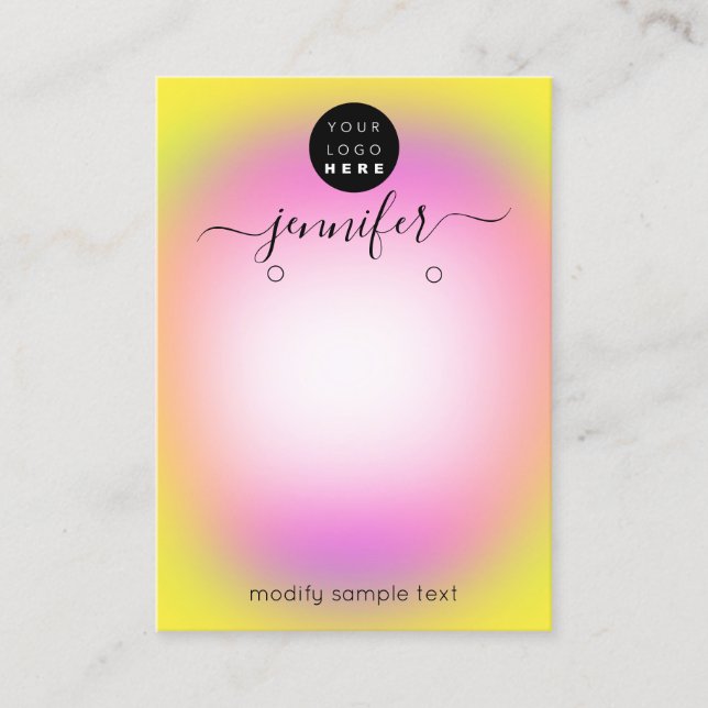 Logo Handmade Jewelry Card Yellow Pink (Front)