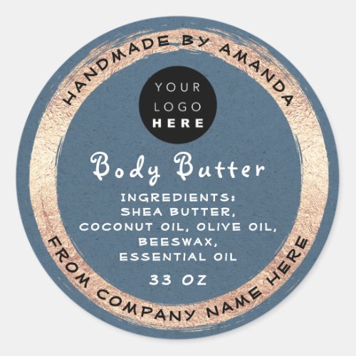 Logo Handmade Name Body Butter Cosmetic Online Sho Classic Round Sticker