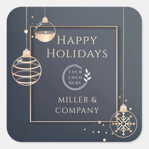 Logo Happy Holidays Christmas Corporate Modern Square Sticker