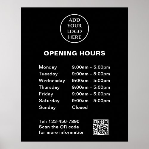 Logo Here Store Hours Corporate QR Code Company Poster