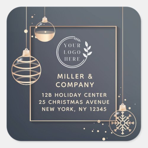 Logo Holidays Christmas Corporate Return Address Square Sticker