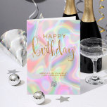 Logo Holographic Faux Gold Glitter Happy Birthday Card<br><div class="desc">Stylish modern holographic pastel colors Business Happy Birthday Greeting Card featuring simulation of faux gold glitter hand lettering text. Please note that the holographic, gold and glitter effect in this design is a flat color print and is not an actual holographic and gold metalic foil nor it is glitter. Change...</div>