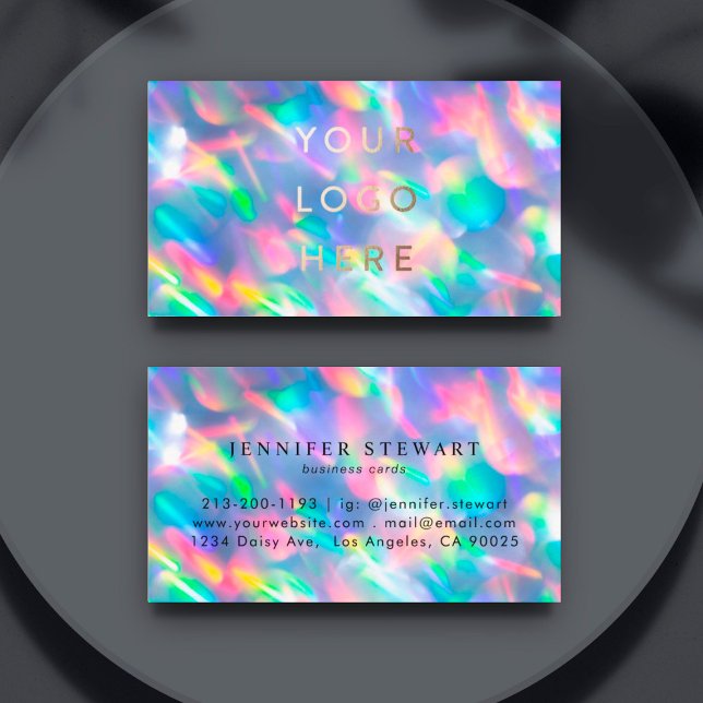 Logo Holographic Iridescent Ultra Modern Business Card (Creator Uploaded)