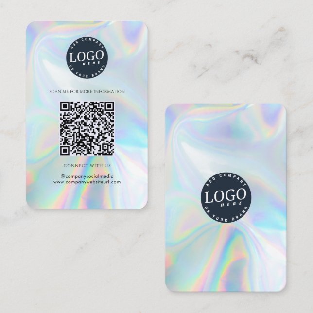 Logo Holographic QR Code Social Media Website Business Card (Front/Back)