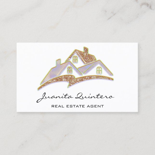 Logo House Real Estate Agent Professional QRCode  Business Card (Front)