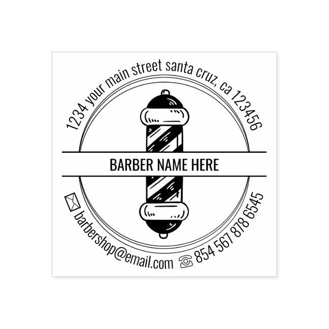 Logo Icon Male Hairdresser Barbershop Pole Rubber Stamp