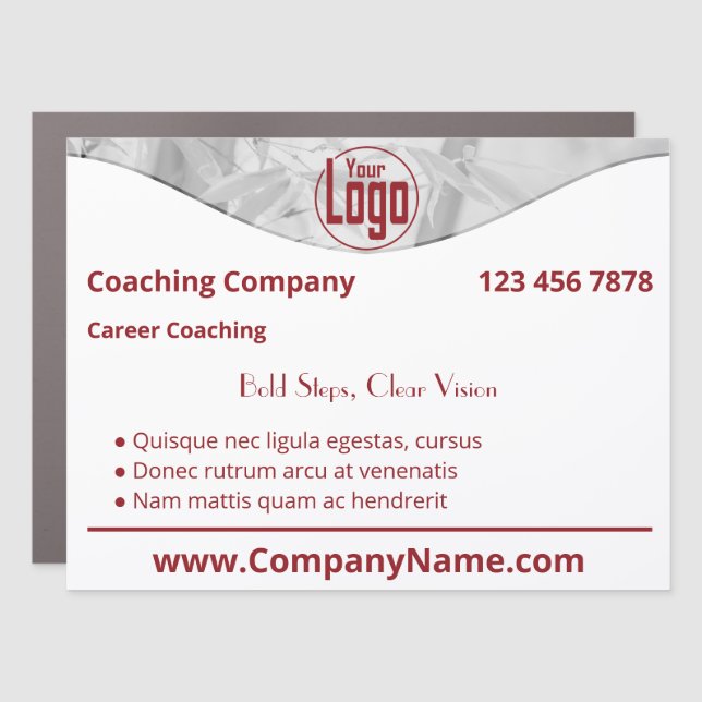 Logo Image Company Expertise Phone WWW Red White Car Magnet (Front)