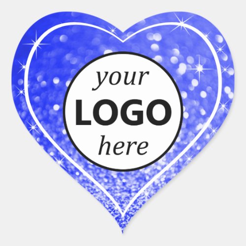 Logo Image Template Blue Glitter Sparkle Stars Heart Sticker