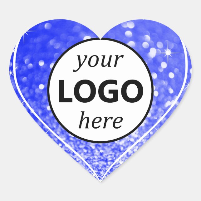 Logo Image Template Blue Glitter Sparkle Stars Heart Sticker (Front)