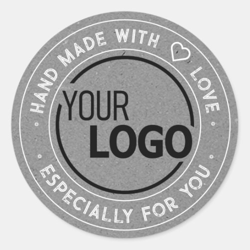 Logo Image Template Especially For You Gray Paper Classic Round Sticker