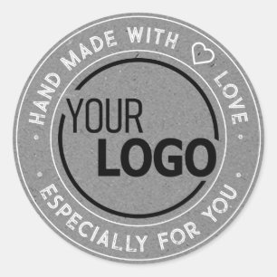 Logo Image Template Especially For You Gray Paper Classic Round Sticker