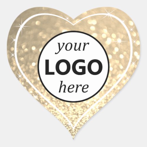 Logo Image Template Golden Glitter Sparkle Stars Heart Sticker