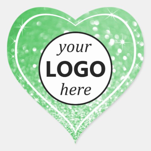 Logo Image Template Green Glitter Sparkle Stars Heart Sticker