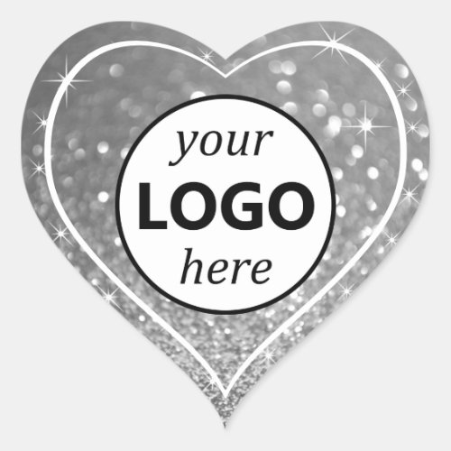 Logo Image Template Silver Glitter Sparkle Stars Heart Sticker