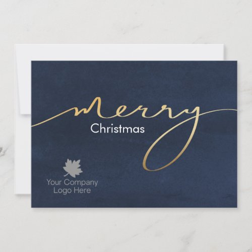 Logo Imprinted Script Merry Christmas Business Holiday Card