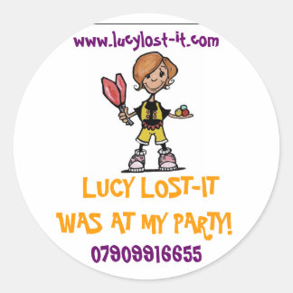 logo in progress, LUCY LOST-ITWAS AT MY PARTY!... Classic Round Sticker