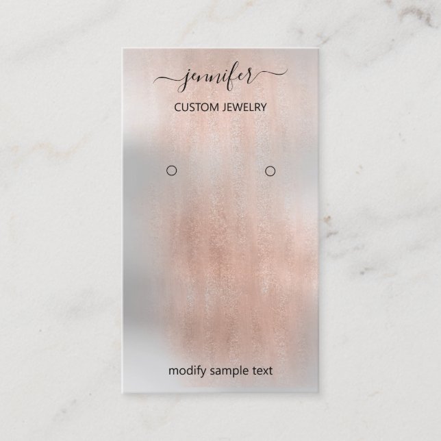 Logo Jewelry Card Social Media Silver Gray Rose (Front)