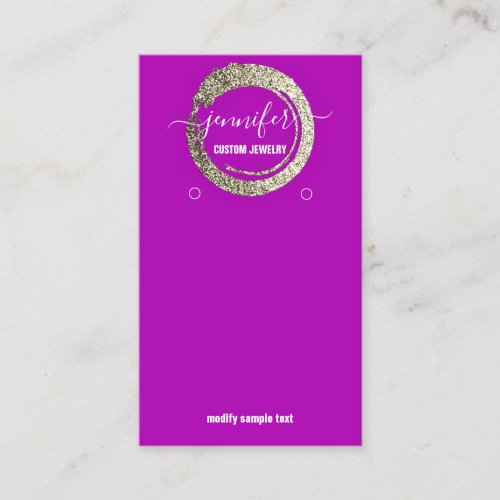 Logo Jewelry Social Pink Fuchsia Gold Glitter Business Card