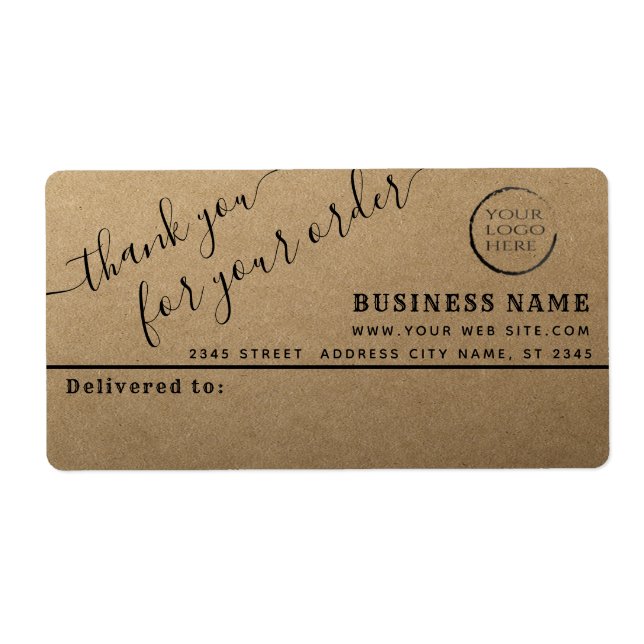 Logo Kraft simple thank you business mailing label (Front)