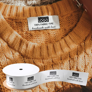 Logo Labels Clothing Tags for Handmade with Love Satin Ribbon