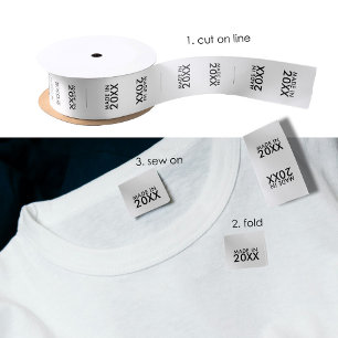 Logo Labels Clothing Tags Made in Custom Year Satin Ribbon